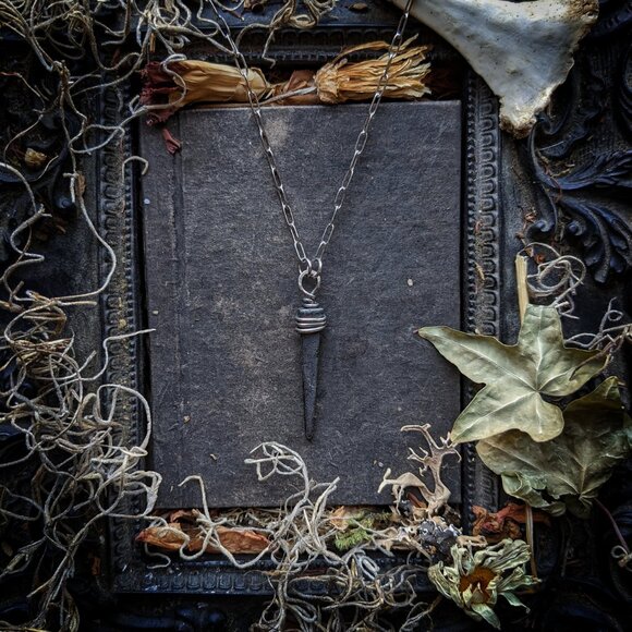 Minimalist Wire Wrap Witch Nail Necklace - Picture 5 of 5